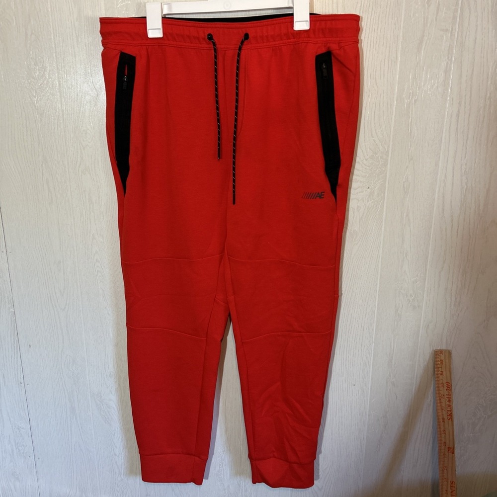 american eagle XL Red Jogger Pants Zip Pockets